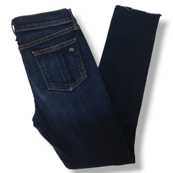EUC Rag & Bone Distressed Low Rise Denim Ankle Skinny Jeans Sz. 27x26 Kensington - Picture 1 of 10